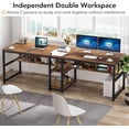 thumbnail image 6 of Tribesigns Two Person Desk with Bookshelf, 78.7 Computer Office Double Desk for Two Person with Shelf for Home Office (Brown), 6 of 7