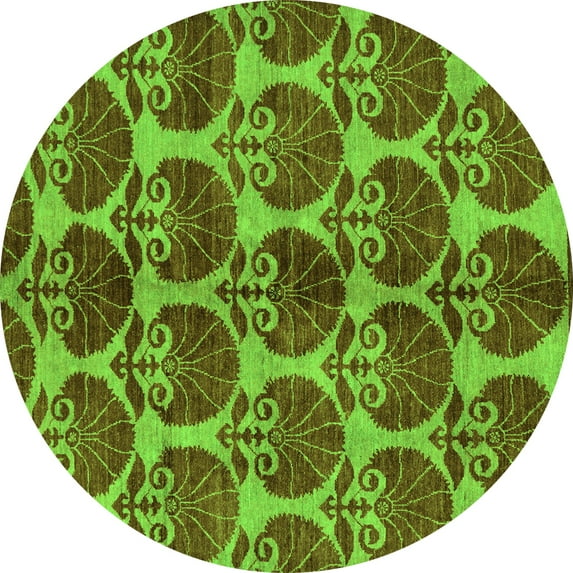 Ahgly Company Indoor Round Abstract Green Modern Area Rugs, 5' Round