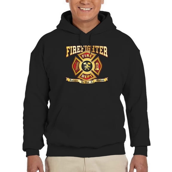 Smartprints Mens Graphic Hoodie Black - Firefighter Dept Cotton Blend Classic Fit