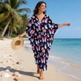 thumbnail image 5 of Xixirimido Butterflies Cherry Blossom Print Women Kaftan Dresses Plus Size Swimsuit Coverup Batwing Sleeve Summer Bathing Suit Caftan Loungewear Beach Cover Up, 5 of 7