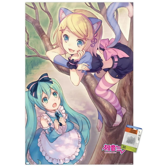 Hatsune Miku - Hatsune and Kagamine Wall Poster with Pushpins, 22.375" x 34"