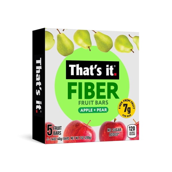 That's it. 100% Natural Gluten Free Apple and Pear Soft & Chewy Fruit Bars, 7g Fiber, 5 Count Box