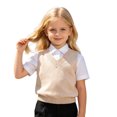 thumbnail image 5 of 121,Kids Boys Girls V Neck Vest Sweater Sleeveless Warm Knitted Pullover Knitwear Tops For School Season Ages 6M To 4Y, 5 of 6