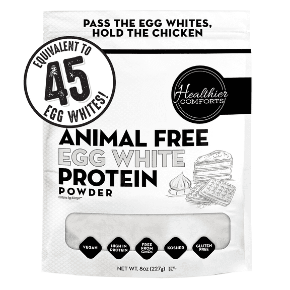Healthier Comforts Animal-Free Egg White Protein Powder (8oz) | Unflavored | Vegan Egg Omelet, Angel Food Cake, Meringue, Shakes, Baking | Cholesterol-Free, Dairy-Free, High Protein