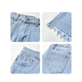 thumbnail image 7 of EMMIOL Women's High-Mid Waisted Stretch Denim Jean Shorts Frayed Raw Hem Solid Casual Boyfriend Y2K Curvy Jorts, 7 of 7