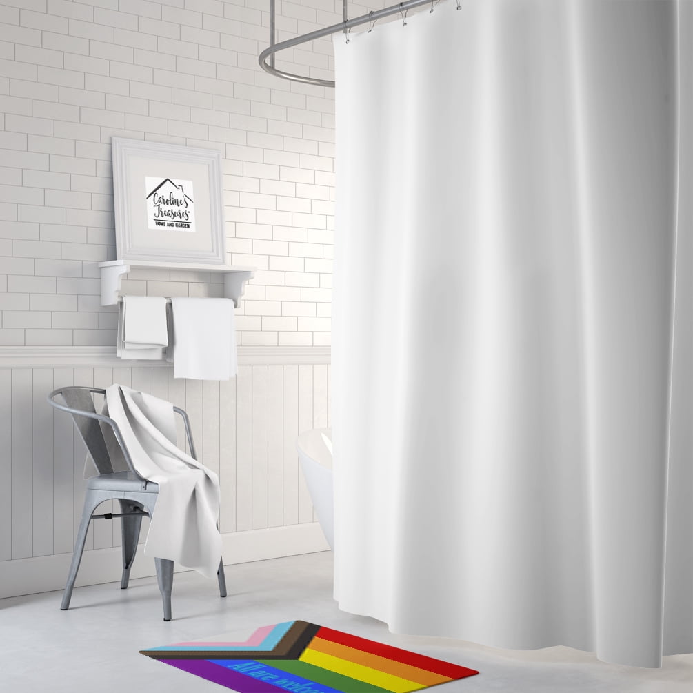 Gay Progress Pride All are Welcome Machine Washable Memory Foam Mat