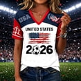 thumbnail image 2 of 2026 Soccer Jerseys Shirts for Women Country Team Short Sleeve V Neck Fan International Football Shirt Retro Streetwear Top, White S, 2 of 4