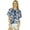 Blue, variant on Bimba Women Kimon Sleeve Floral Printed custom Top Short Blouse Casual Boho Clothing