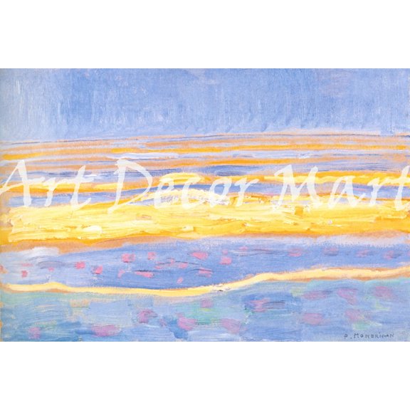 Seascape At Sunset-Mondrian - CANVAS OR FINE PRINT WALL ART