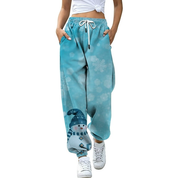 Aayomet Womens Pants Women's High Waist Joggers Sweatpants Lightweight & Comfortable Yoga Pants with Pockets,Sky Blue L