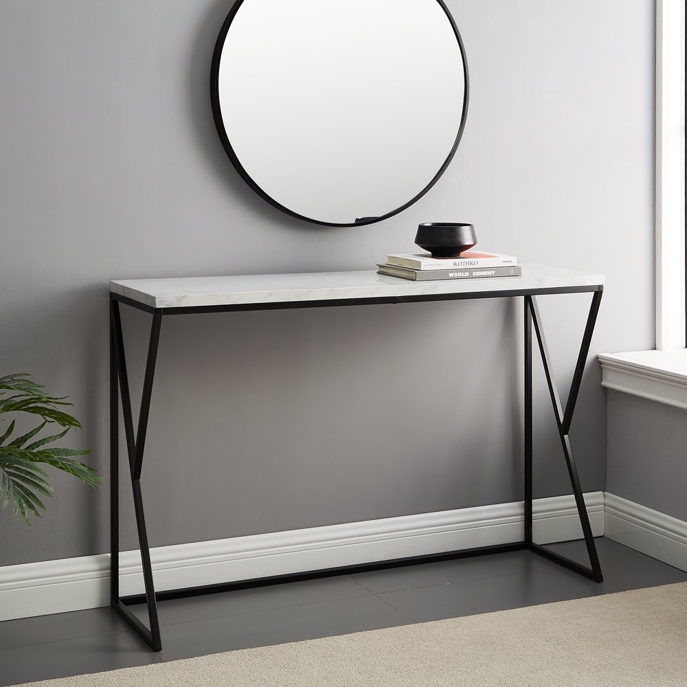 Manor Park Glam Modern Open Entryway Table, Faux White Marble Walmart