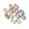 thumbnail image 2 of GKNET Women's Stainless Steel Colorful Zircon Gemstone Ring Size 6-10-6-Gold-Green, 2 of 9
