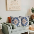thumbnail image 5 of Blue Boho Throw Pillow Covers Set of 2 Monaco Rug Persian Carpet Double Sided Pattern Cotton Soft Pillow Case Cushion Cover Pillowcase for Garden Couch Sofa Bed Decorative 18x18 inch, 5 of 6