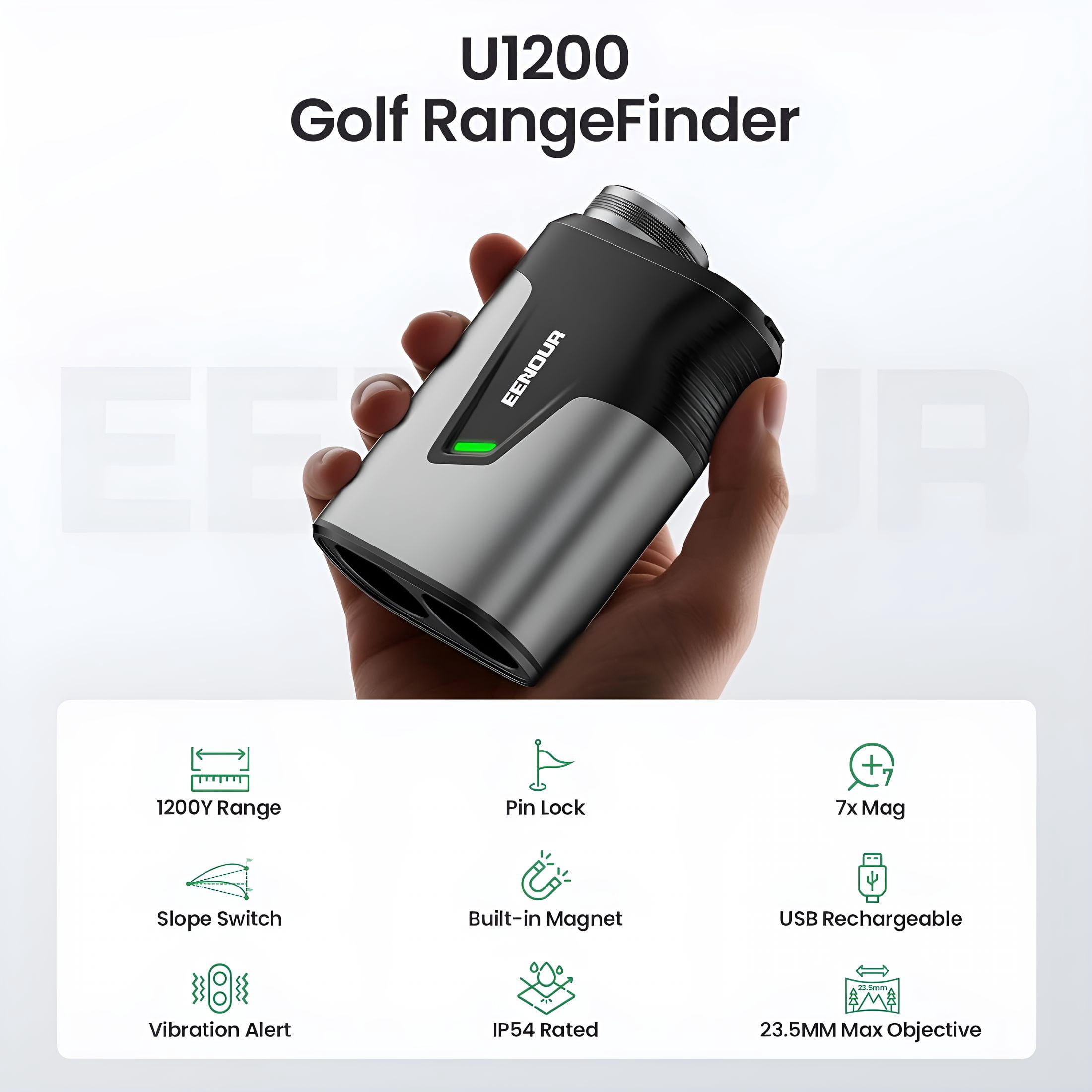 GJX Golf Range Finder with Slope,1200 Yards Golf Rangefinder,Laser Rangefinders with Magnet and Pin Lock Vibration,7X Magnification,Rechargeable Compact Portable Range Finder Golfing