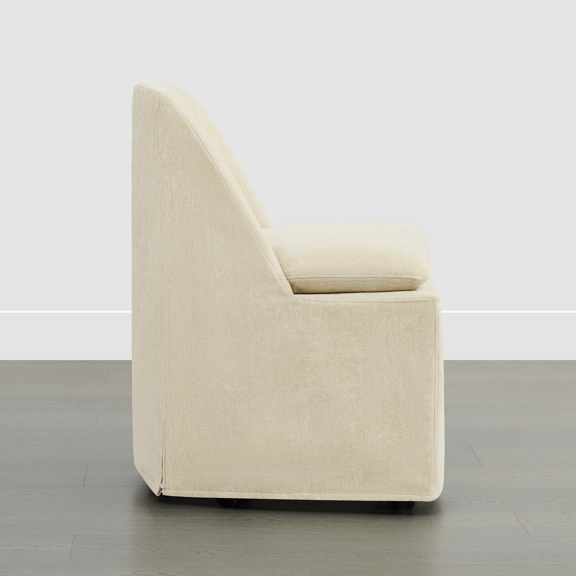 Spruce & Spring Slipcover Dining Chair with Upholstery and Hidden Casters Set of 2, Sand