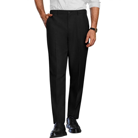 COOFANDY Men Straight Leg Dress Pant Lightweight Elastic Waist Pant with Pockets