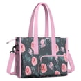 thumbnail image 2 of Teacher Tote Bag,Pioneer Flower Floral Print Pattern Teacher Utility Tote Bag,Large Work Tote Bags for Women with Multiple Pockets,Top Zipper Closure,13.8x10.6x6.7 Inch, 2 of 5