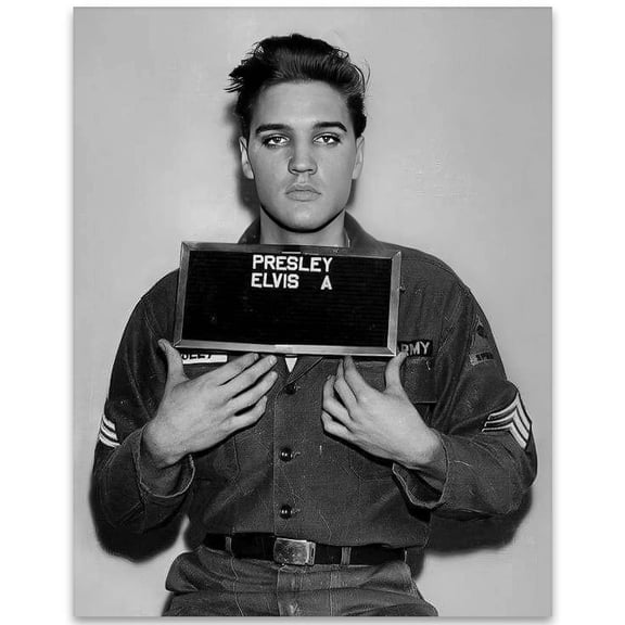 Elvis' Army Photo - 11x14 Unframed Wall Art Print - Makes a Great Vintage Home Decor and Gift For Elvis Fans