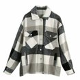 thumbnail image 1 of MKLEKYY Pull pour Femmes, Veste à Carreaux en Laine d'Agneau, Veste Décontractée, Long Cardigan, 1 of 2