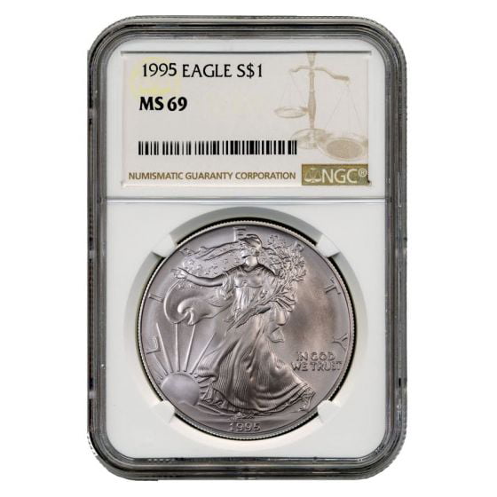 1994 AMERICAN SILVER EAGLE $1 NGC MS69 FIRST STRIKES RED LABEL MAC ASE SPOTLESS 
