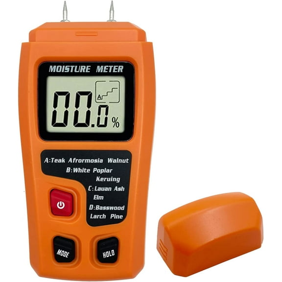 Digital Wood Moisture Meter Wood Humidity Tester Hygrometer Timber Damp Detector Large LCD Display (Orange)