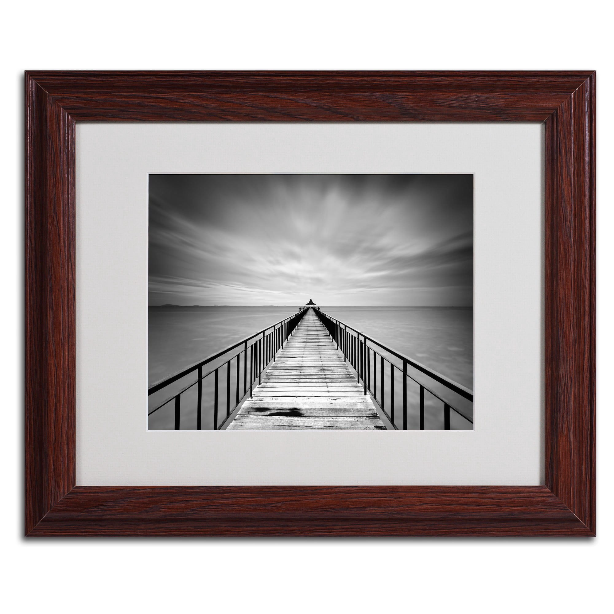 Matted art under acrylic in a black frame
