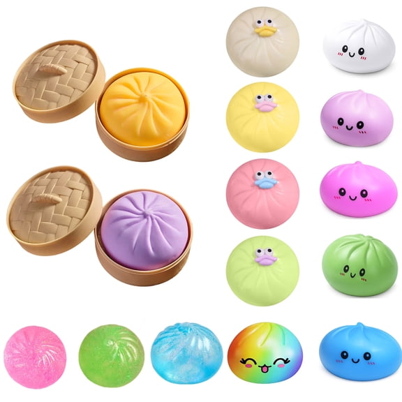 PEONAVET Dumpling Stress Ball, Cute Dumpling Stress Relief Fidget Sensory Toy, Stretchy Stress Ball Squish Toys for Party Favors