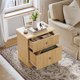 thumbnail image 4 of Yeshouse Mesita de noche moderna de 61 cm con diseño acanalado, mueble auxiliar pequeño con dos cajones y base curva estable, 4 of 8