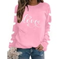 thumbnail image 5 of Feancey Cute Oversized Sweatshirts for Women Trendy Letter Printed Long Sleeve Shirts Fleece Lined Casual Loose Sweatshirt Holiday Tops Pink XS, 5 of 9