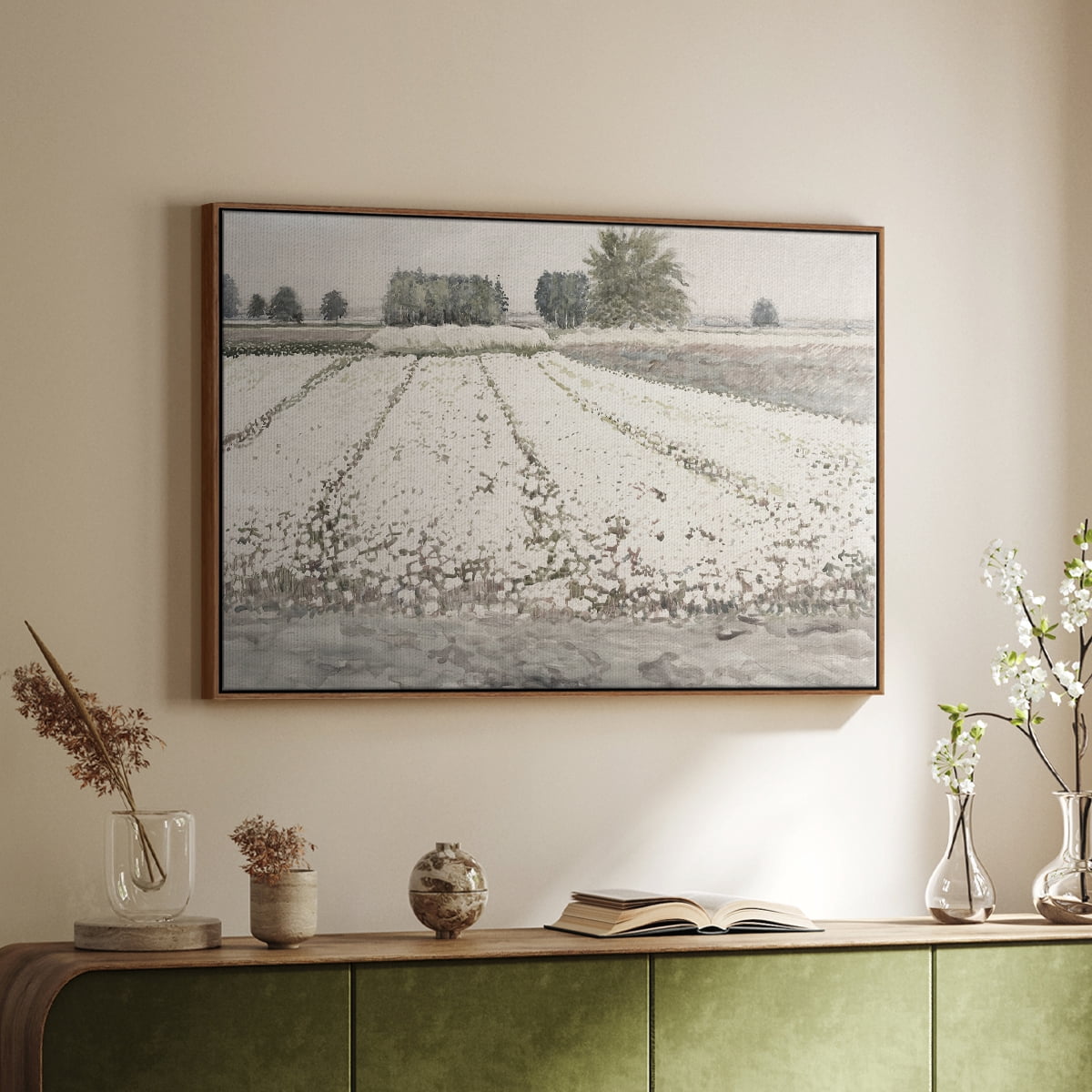 Vintage Landscape-MXII By Wexford Home Framed in Walnut Wood Gallery Wrapped Canvas 17 in. x 25 in.