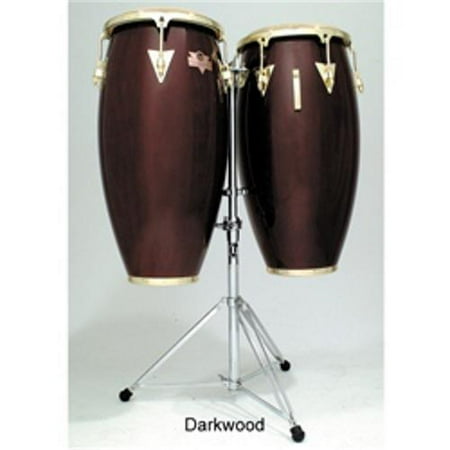 Requinto Conga - Latin Percussion LC747DWG Caliente Series Conga Set with Stand (Dark Wood)