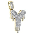 thumbnail image 2 of 10K Yellow Gold Diamond Y Initial Bubble Drip Pendant Pave Dome Charm 0.50 CT., 2 of 6
