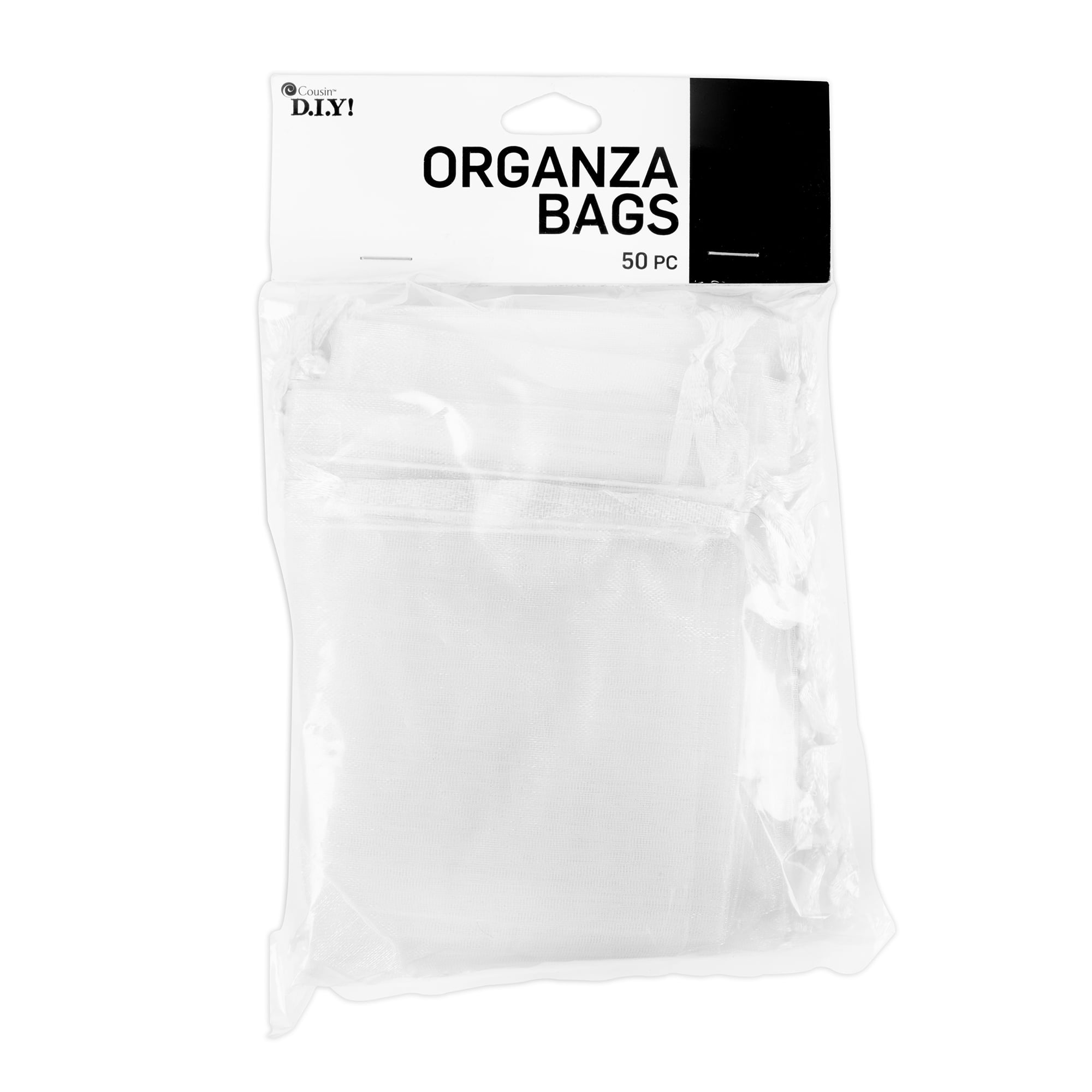 Cousin DIY White Organza Party Favor Bags, 5.5" x 3.75", 50 Piece, Unisex, Adult