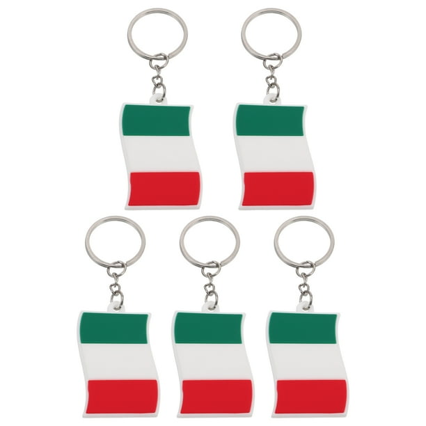 5pcs Costeo de llavero de bandera italiana para adornos de bolso y cadena de colgación de llave creativa de automóvil