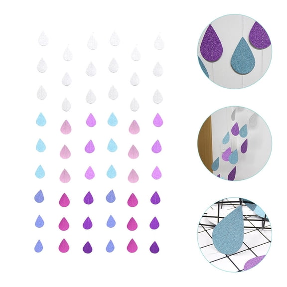 WASHWEPE 6Pack of Hanging Raindrops Decor Paper Decorations Gold for Festivals