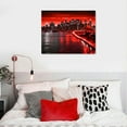 thumbnail image 4 of C04-GENYS  Large New York City Wall Art Brooklyn Bridge Night View Picture Canvas Print Black and Red City Poster Painting Modern Home Office Living Room Decoration 24"x48" (Red), 4 of 4