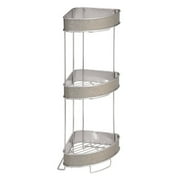 InterDesign Twillo Free Standing Bathroom Corner Storage Shelves for Towels, Soap, Candles, Tissues, Lotion, Accessories, 3 Tier, Metallico