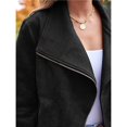 thumbnail image 4 of Women Faux Leather Jackets Suede Fall Fashion Outfits Winter Clothes Open Front Cropped Coat Outwear Black XL, 4 of 8