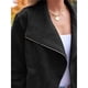 thumbnail image 4 of Chaquetas de Piel Sintética para Mujer, Estilo Ante, Ideales para Otoño e Invierno. Abrigo Corto Abierto por Delante. Negro XL, 4 of 8