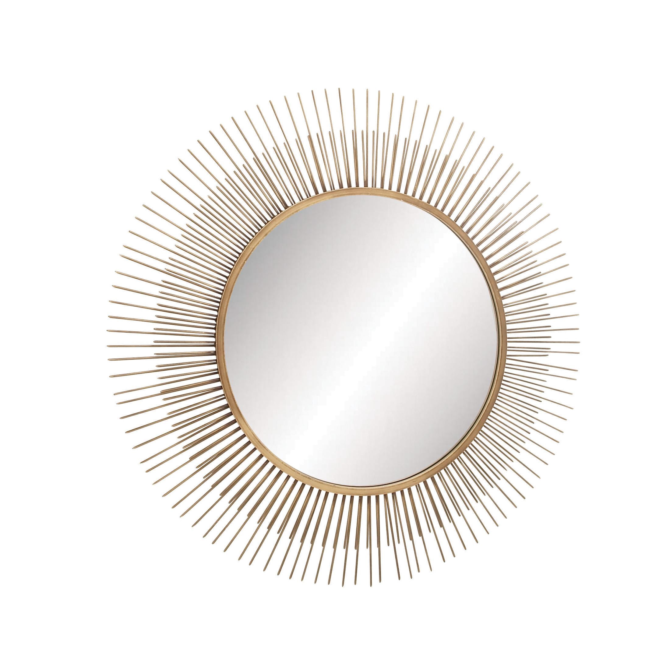 DecMode 36" x 36" Gold Starburst Wall Mirror with Thin Wire Rods