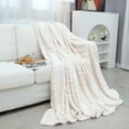 thumbnail image 6 of Homieway White Throw Blanket, Throw Size Lightweight Taffeta Fleece Blanket for Couch Sofa, 2-Sided 3D Woven Design Fuzzy Soft Cozy Blanket for All Seasons, 40"×60", 6 of 7