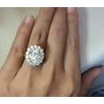 thumbnail image 2 of HeartsAndYou 3ct Oval Cut Moissanite Engagement Ring for Women 18k Yellow Gold over Silver Cluster Halo Flower, 2 of 8