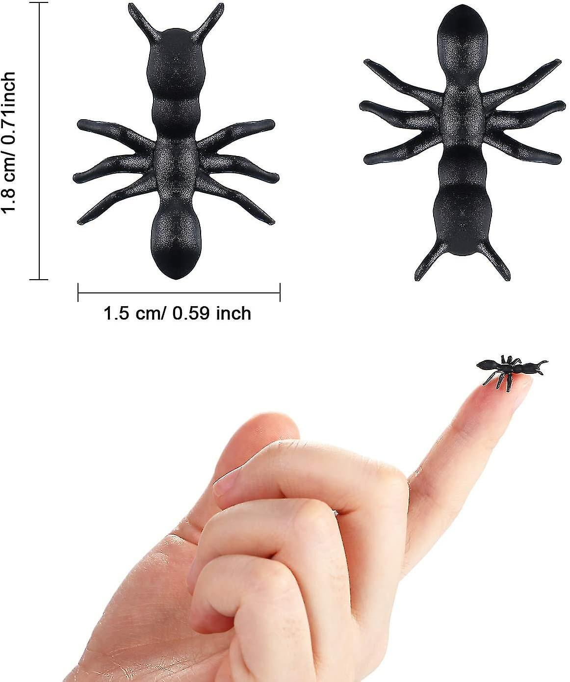 300 Pieces Fake Ants Prank Plastic Black Ant Bugs Joke Toys Realistic Insects for Halloween Party Favors Decoration Props 