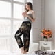 thumbnail image 5 of Fotbe Gold Pattern Black Skull Pantalones de Pijama para Mujer, Pantalones de Dormir, Pantalones Pj con Cordón y Bolsillos-Medium, 5 of 6