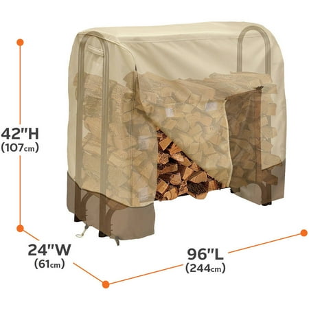 Classic Accessories Veranda Patio 8' Firewood Log Rack Storage Cover, fits up to 8'L x 24