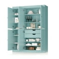 thumbnail image 2 of Palace Imports 100% Solid Wood Kitchen Pantry Storage Cabinet with Solid Doors, Adjustable Shelves and 2-Drawers, Aqua Blue, 2 of 5