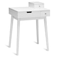 thumbnail image 4 of Patiojoy Vanity 2 Drawers Dressing Table Set Flip-type Desktop with Mirror Stool White, 4 of 7