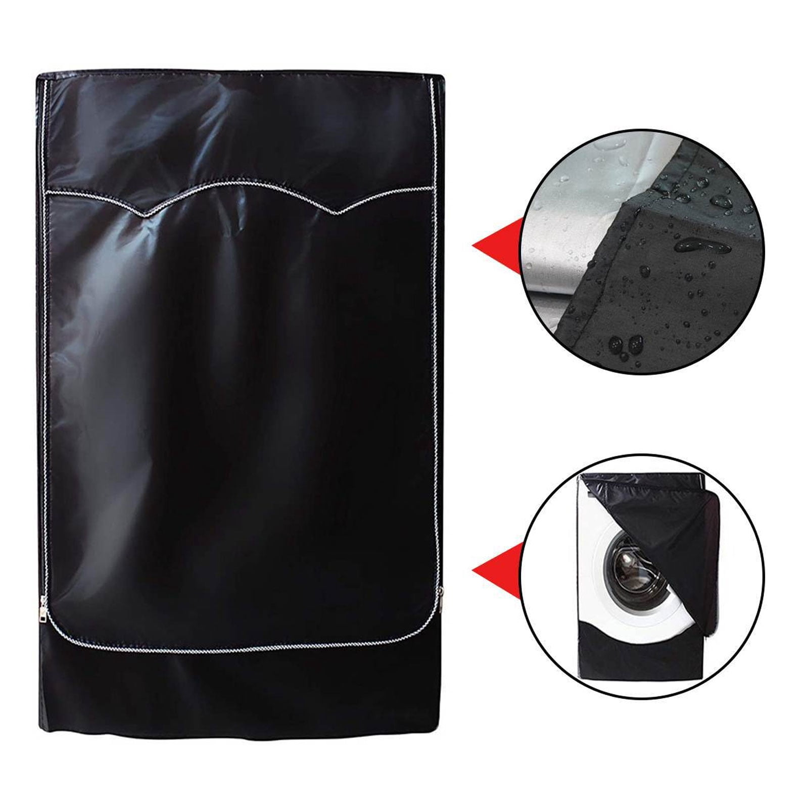 Washing Machine Cover, Sunproof Black PU Coating Front Load Washer Dryer Cover Oxford Cloth  For Balcony