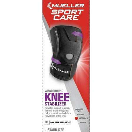 Mueller Wrap Around Knee Stabilizer, One Size Fits Most, Black