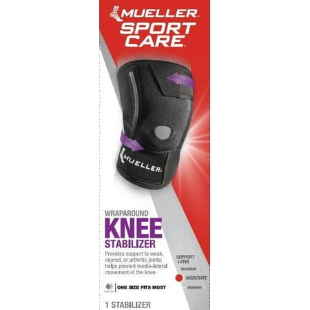 Mueller Wrap Around Knee Stabilizer, One Size Fits Most, Black